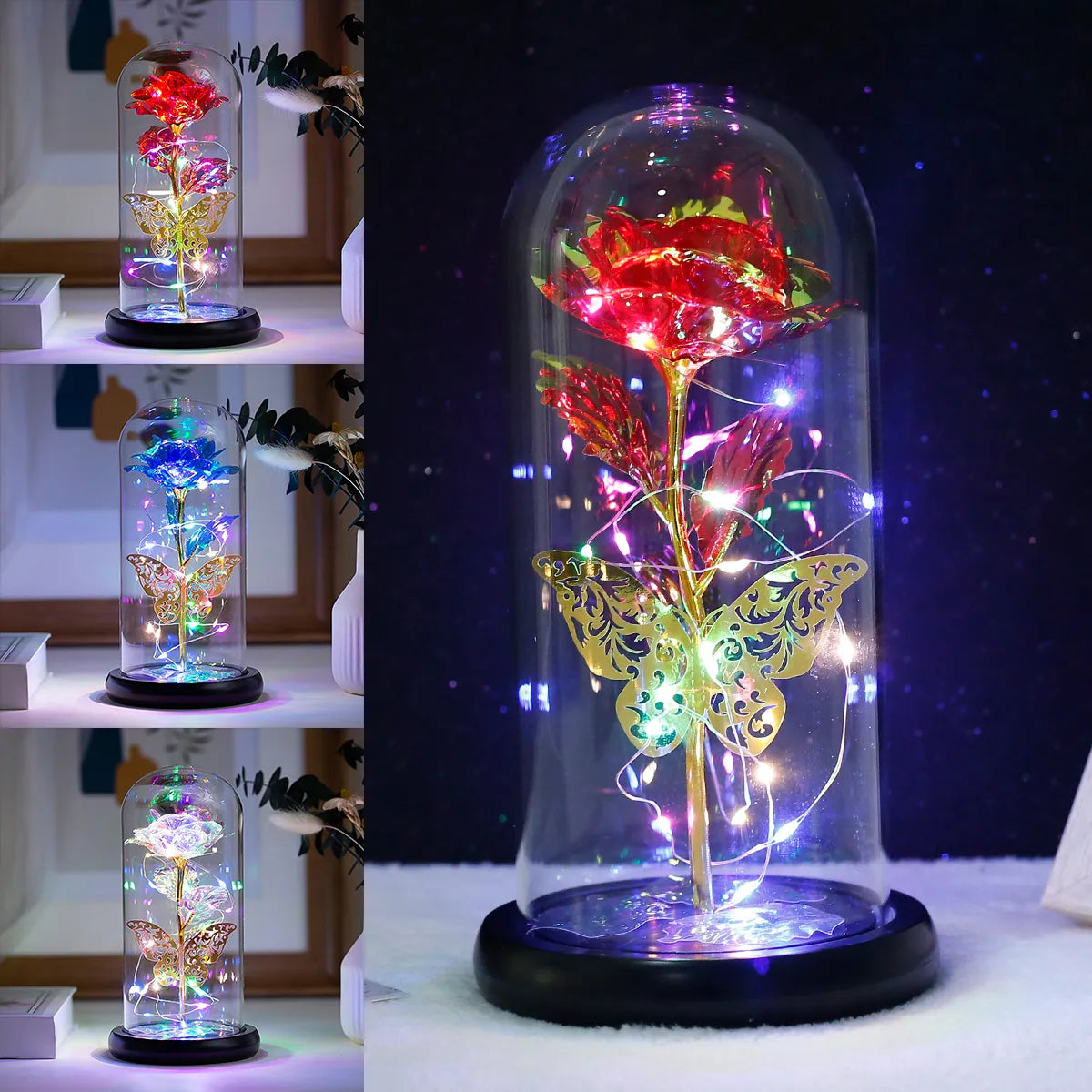 Whimsical Galaxy Rose Light