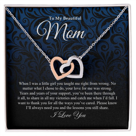 To My Mom | Thank You | Interlocking Hearts Necklace