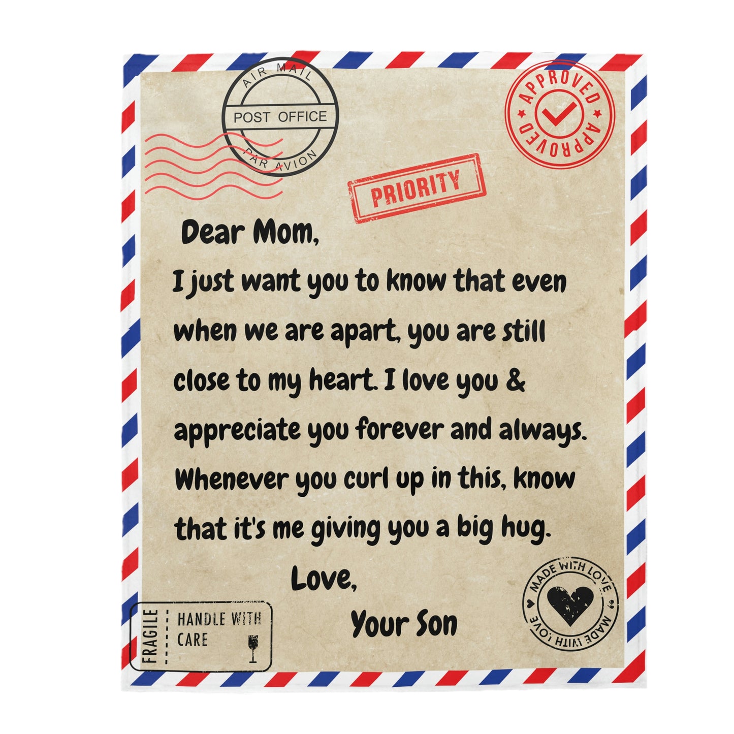 Mom Letter from son - Plush Blanket
